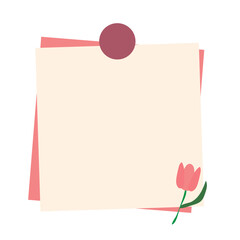 Illustration of a blank sheet of paper with a red tulip