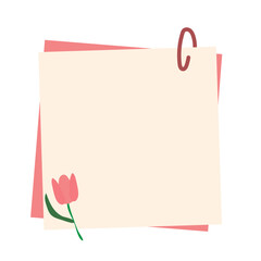 Blank sheet of paper with a pink tulip. Vector illustration