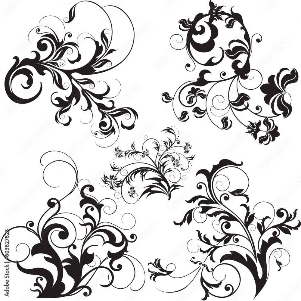 Sticker floral design elements