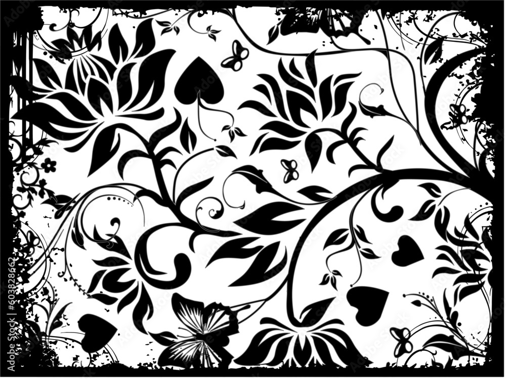 Sticker this is vector illustration background of abstract grunge floral