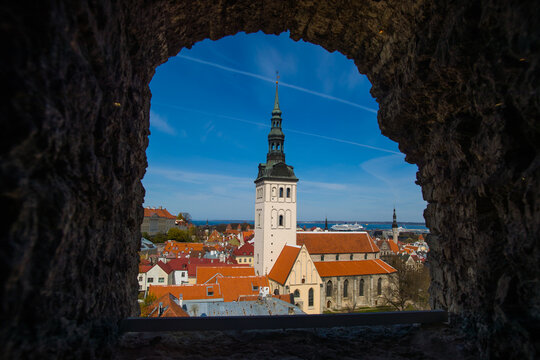 TALLIN, ESTONIA - Tallinn, Estonia&rsquo;s capital, retains its walled, cobblestoned Old Town, as well as Kiek in de K&ouml;k, a 15th-century defensive tower, in Tallin, Estonia, View from the top overlooking.