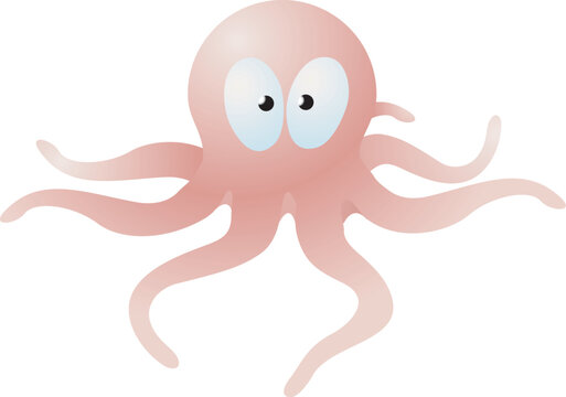 A vector illustration of a cute octopus cartoon character