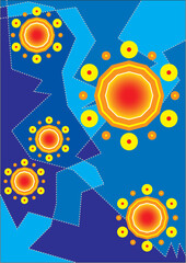 Graphic illustration of sun and blue sky
