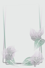 Frame and place for text, decorated with openwork bougainvillea flowers, vector image - obrazy, fototapety, plakaty