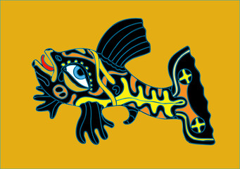 Abstract black-yellow fish - the vector image  This image is a vector illustration and can be scaled to any size without loss of resolution. This image will download as a eps file. You will need a vec