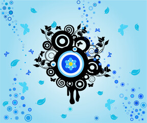 Background with circles and floral elements - ivector