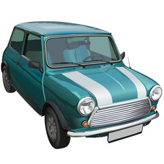 Fototapeta na wymiar Car 06 - High detailed and coloured vector illustration. (Minicooper)