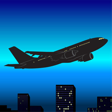 Aeroplane Silhouette 03 - High detailed and coloured vector illustration.