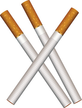 Vector illustration of three cigarettes on a white background