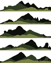 Fototapeta premium set of landscape with mountain illustrations on transparent background
