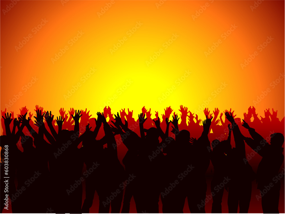 Wall mural crowd 03 - detailed and coloured illustration - audience background