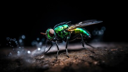 Naklejka premium An illustration, green fly with vibrant colors, ai generative.