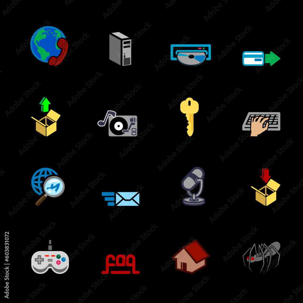 Poster a series of internet web icons set.