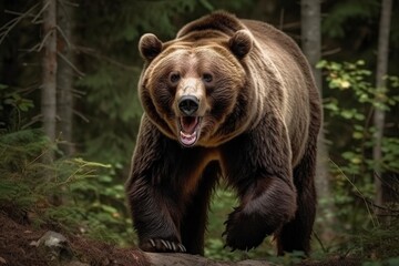 Fototapeta premium illustration, grizzly brown bear, ai generative.