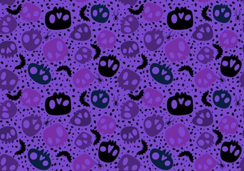 Halloween monsters seamless sculls with flower pattern for wrapping paper and fabrics and linens and fashion textiles