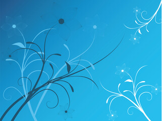 Floral vector with swirl and curvy vines. Shapes and colors can be changed.