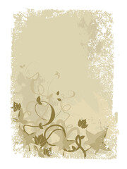 Grunge Floral background with swirls and natural elements