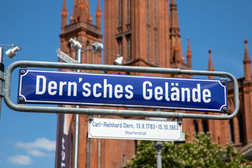 street name Dernsches Gelände - engl: square of Dern - in detail in the city of Wiesbaden, Hesse