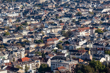 Fototapeta premium aerial of living area in Frankfurt, Germany with three and four floor buildings