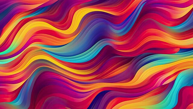Seamless abstract psychedelic wavy motion video background, liquid creative colored psychic waves with slow movement,