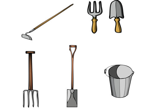 selection of tools. EPS format. Each tool can be moved and manipulated seperately