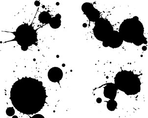 4 Black Splats in seperate layers.  Background is transparent so they can be overlayed on other Illustrations or Images.