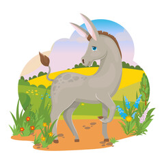 Gray donkey. Agricultural animals. Pets. Village. Farm. Vector illustration on a white background.