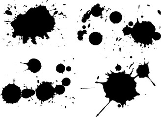 4 Black Splats (Isolated Vectors and on seperate layers)  Background is transparent so they can be overlayed on other Illustrations or Images.