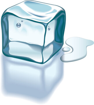 an ice cube on a glass surface