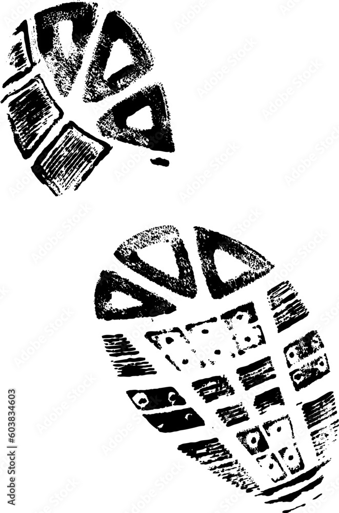 Poster isolated bootprint - highly detailed vector of a walking shoe