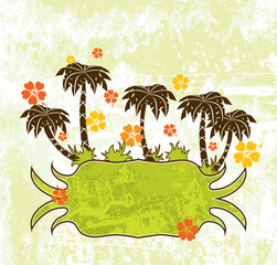 Fototapeta na wymiar Summer scene, palms, vector illustration