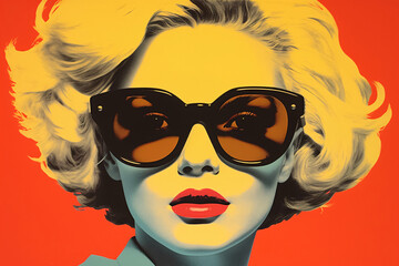 70s girl with big sunglasses, Generative AI