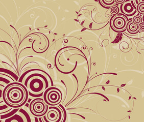 Abstract floral background with circles, element for design, vector illustration