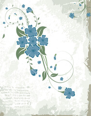 Abstract paint grunge floral frame, element for design, vector illustration
