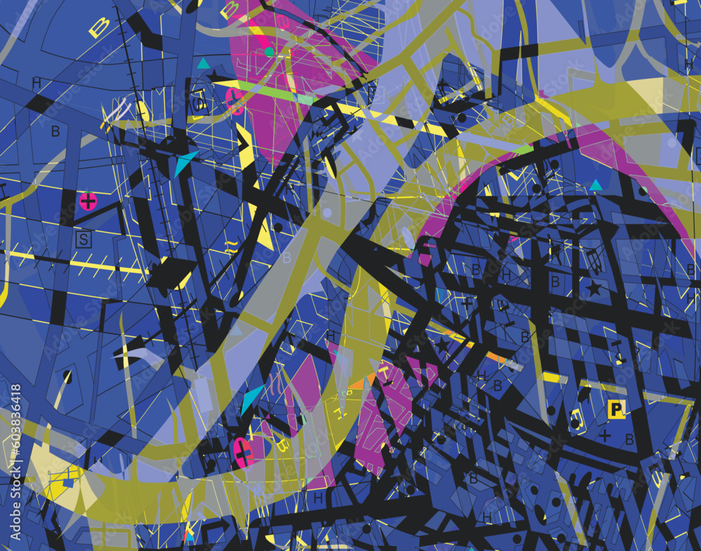 Poster abstract vector design of a confusing streetmap