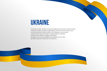 Template for text, congratulations, banner. Waving flag of Ukraine. 