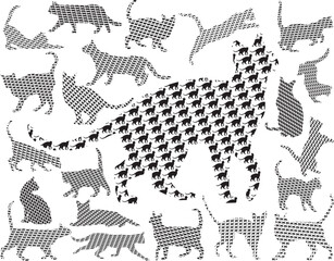Set of vector cats made from their own outlines © Designpics