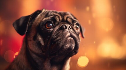 Pug Against Warm Lights