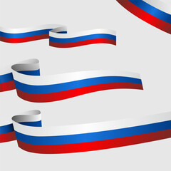 Russia flag banner ribbon set vector illustration on white background isolated. 