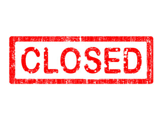 Grunge Office Stamp with the word CLOSED in a grunge splattered text. (Letters have been uniquely designed and created by hand)