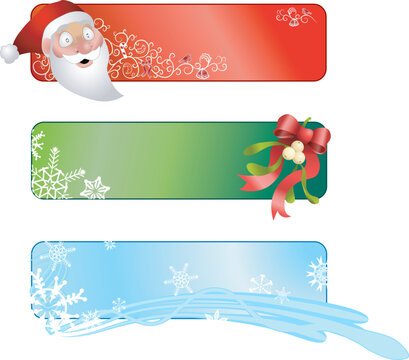 Illustration of a set of three Christmas banners