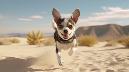 Chihuahua Running on Sand Dunes