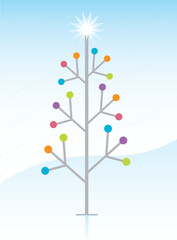 Stylized Retro-modern Christmas Tree. Flexible, easy-edit file