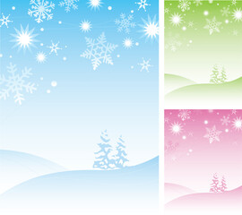 Winter Snowflake Background in 3 Colors. Flexible, easy-edit file