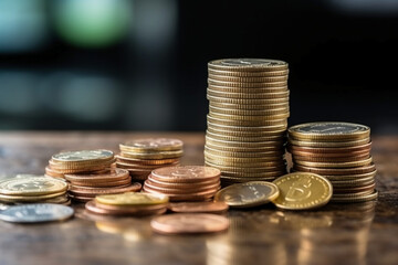 Summary report and financial analyzing concept with coin on paperwork