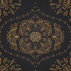 Beautiful Ancient Egyptian floral seamless pattern. Egypt background. Line style, vector illustration. design for texture, fabric, clothing, wrapping, decoration, and carpet.
