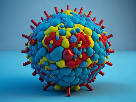 Molecular model of rhinovirus, the virus that causes common cold and rhinitis. Generative AI
