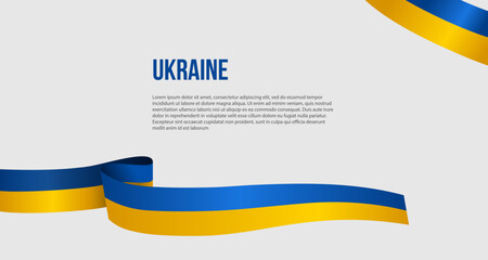 Template for text, congratulations, banner. Waving flag of Ukraine. 