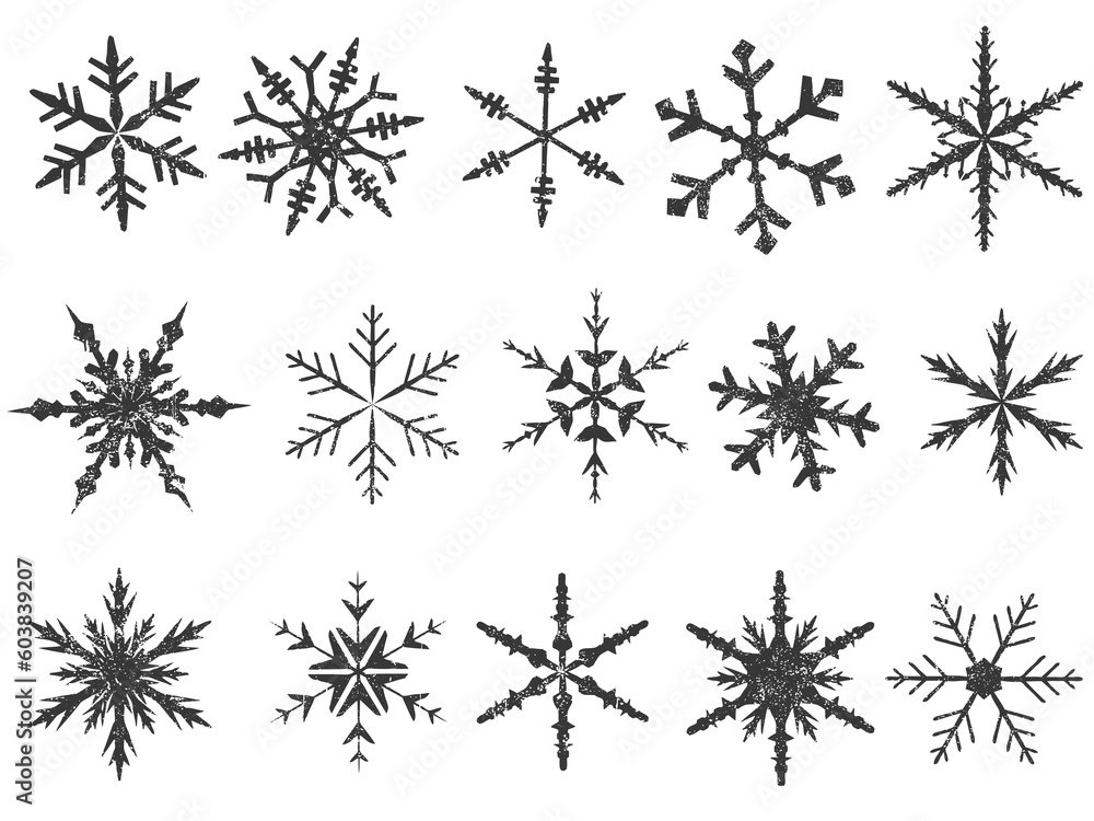 Poster frosted snowflake elements 1 of 4 (snowflakes are grouped for easy coloring, and use with other vect