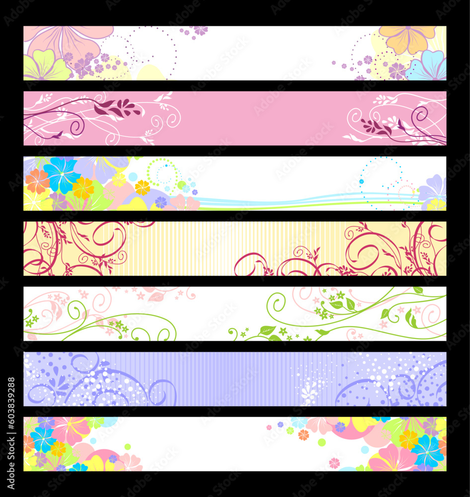 Wall mural floral website banners. 468x60 & 730x90 sizes / floral collection